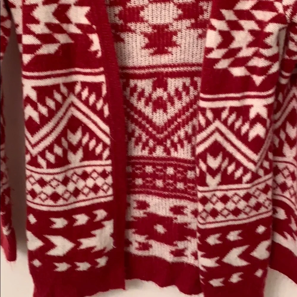 Charlotte Russe Red and White Open Front Cardigan - size Small - Picture 5 of 6